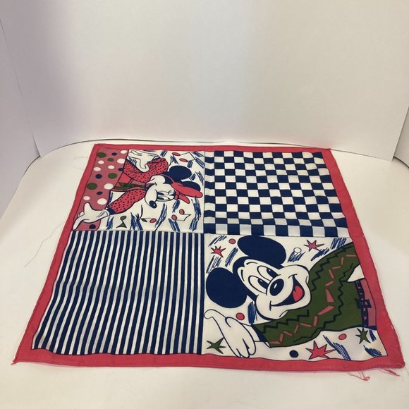 5/$25 Vintage Mickey & Minnie Mouse Handkercheif Blue White Red Patterned - Picture 1 of 7